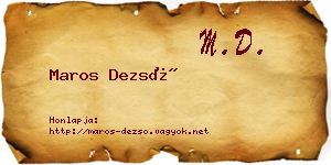 Maros Dezső névjegykártya